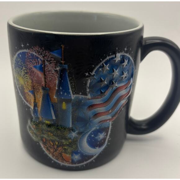 Walt Disney World 3D Mickey Mouse Silhouette Mug Cup American Flag Fireworks - Picture 1 of 8